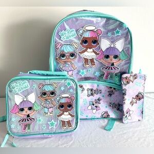 LOL Surprise Backpack Set 3-Piece –School Bag, Lunch Box, Pouch & Pencil Case